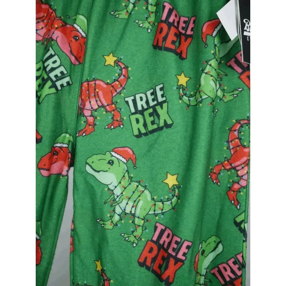 Brooklyn Cloth Youth Boys Christmas Pajama Pants Size M 10/12 “Tree Rex”